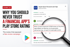 A Google Play review accidentally exposed instructions for creating positive 5-star reviews, raising serious questions about the reliability of app ratings for financial services.